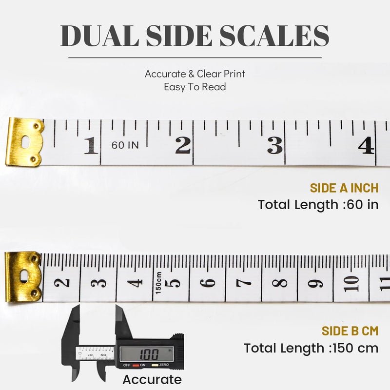 MYGBBKITDEC Tape Measure Body Measuring Tape 3 Pack Soft Fabric Measuring Tape for Sewing Cloth Measurement,Double Scale Tailor Ruler for Weight Loss (White) - Image 3